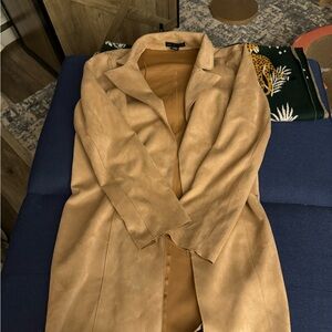 H&M Tan Trench Coat Classic Suede Design